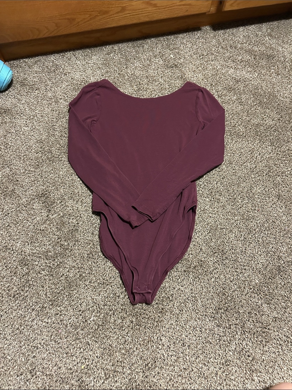 Women’s Long Sleeve One-Piece Bodysuit in Deep Plum